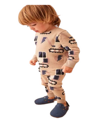Cream colored bulldozer PJ set