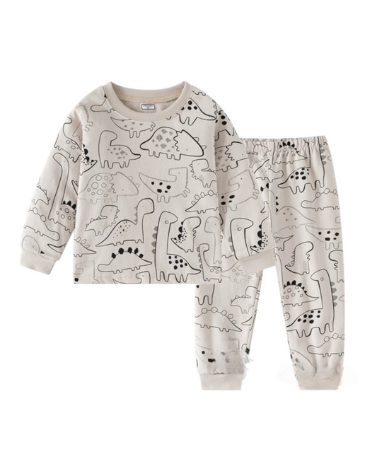 White Dinosaur PJ Set