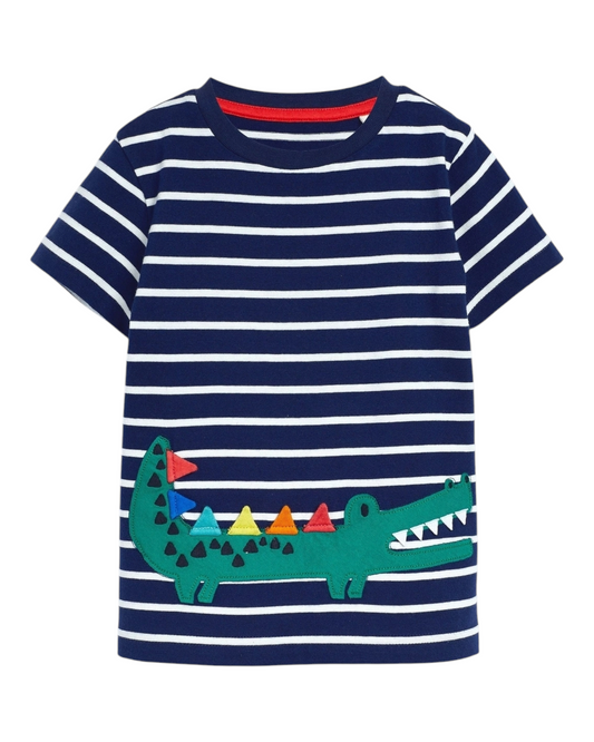 Dino Multi Colored Stripe PJ Set