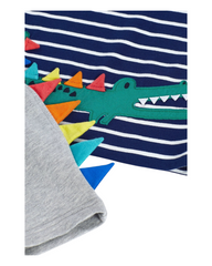 Dino Multi Colored Stripe PJ Set