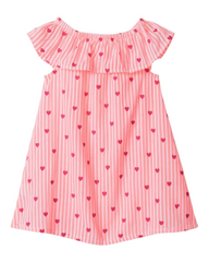 Pink Ruffled Dress With Mini Hearts