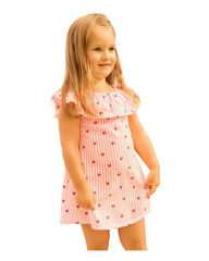 Pink Ruffled Dress With Mini Hearts