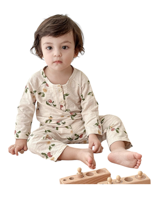 Long-Sleeved Forest Patterned Cotton Pyjama