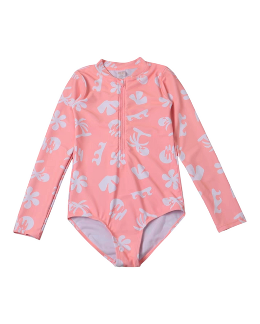 Pink Long Sleeve Swimsuit
