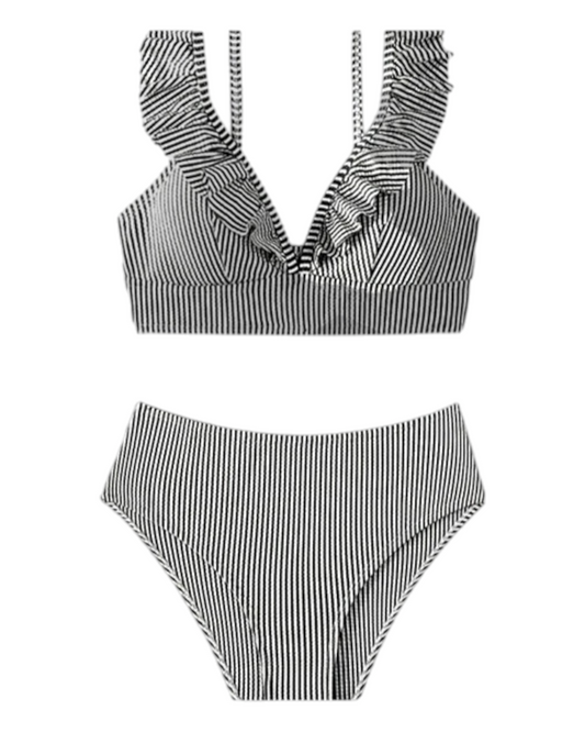 Ruffled Grey Bikini Set