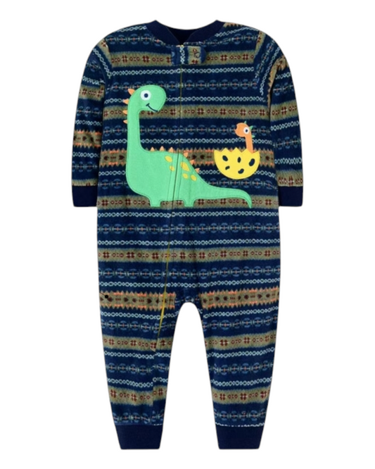 Boys' Long-Sleeved Animal Patterned Onesie