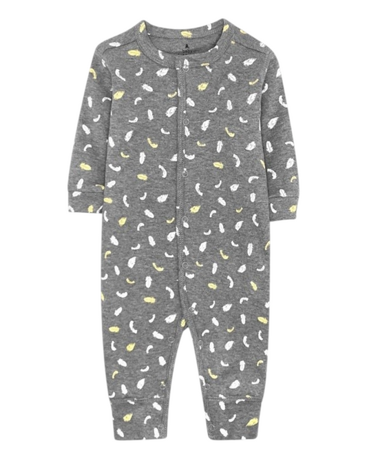 Long-Sleeved Patterned Baby Onesie