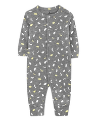 Long-Sleeved Patterned Baby Onesie
