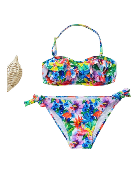 Vibrant Rainbow Flowers Bikini Set