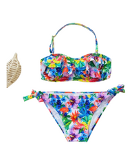 Vibrant Rainbow Flowers Bikini Set
