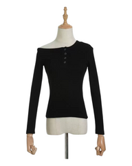 Off shoulder buttoned up shirt