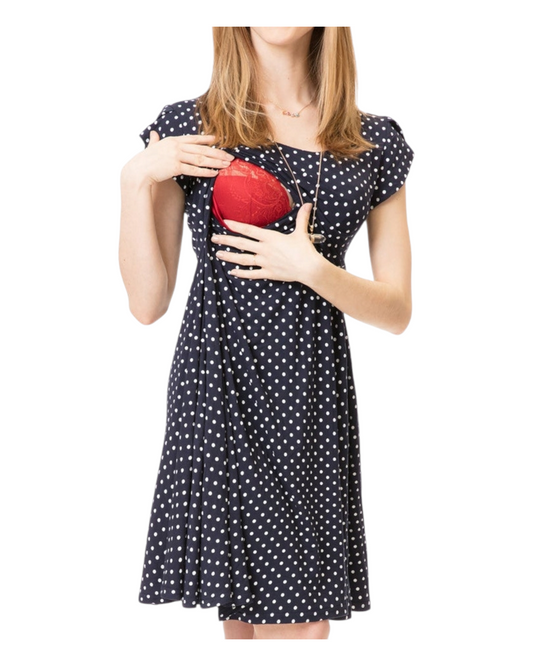Polka Dotted Puff Sleeved Dress