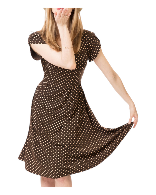 Polka Dotted Puff Sleeved Dress