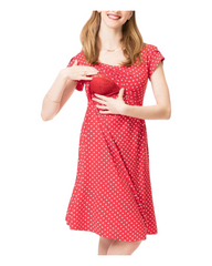 Polka Dotted Puff Sleeved Dress