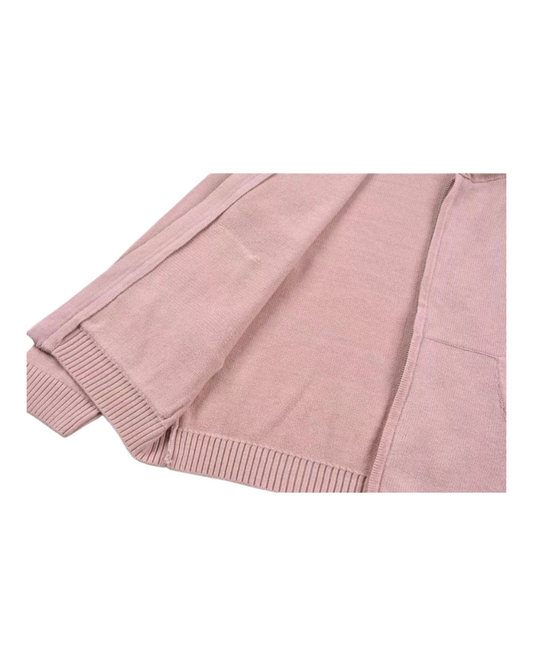 Pink Zip-Up Cardigan with Hood