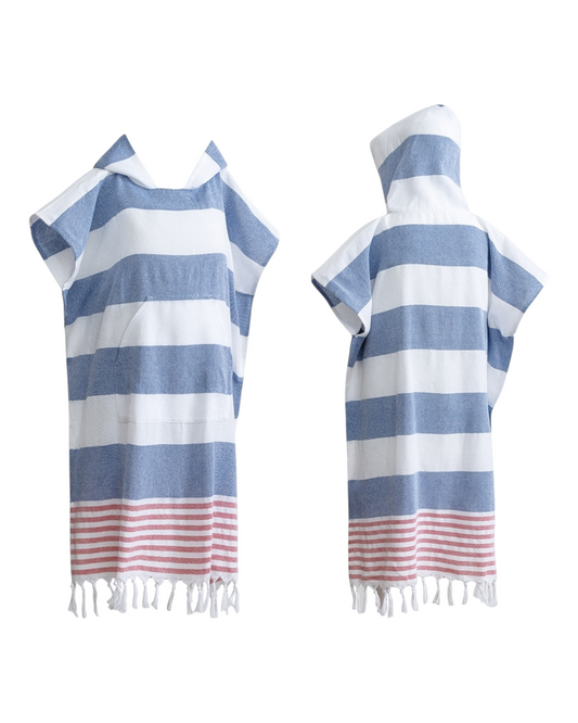 Striped Hooded Beach Poncho
