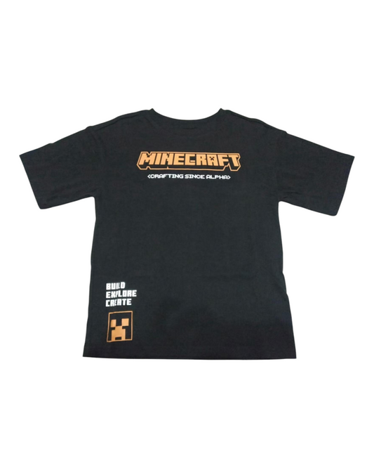 Black Front and Back Graphic Minecraft T-Shirt