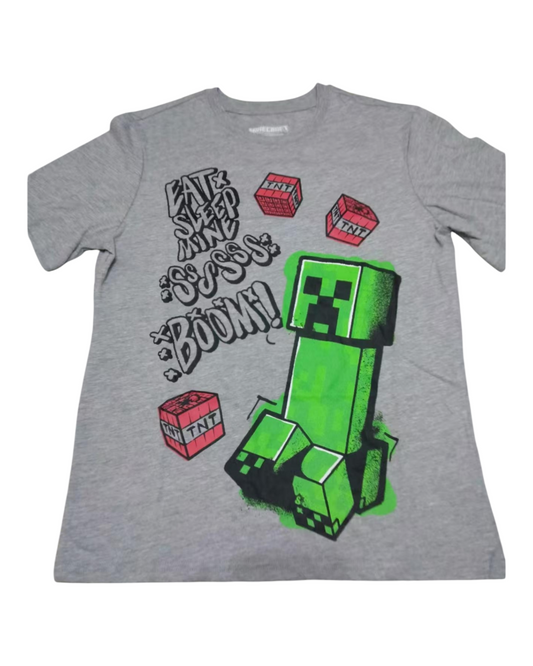 Grey Minecraft Creeper Graphic T-Shirt
