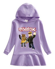 Cotton Hoodie Dress with Roblox Graphic