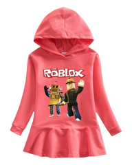 Cotton Hoodie Dress with Roblox Graphic