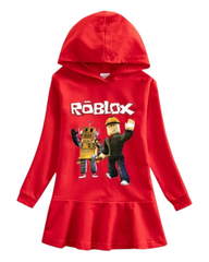 Cotton Hoodie Dress with Roblox Graphic