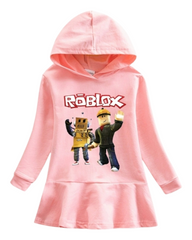 Cotton Hoodie Dress with Roblox Graphic