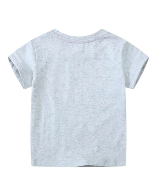Light Grey T-Shirt with Unicorn Design
