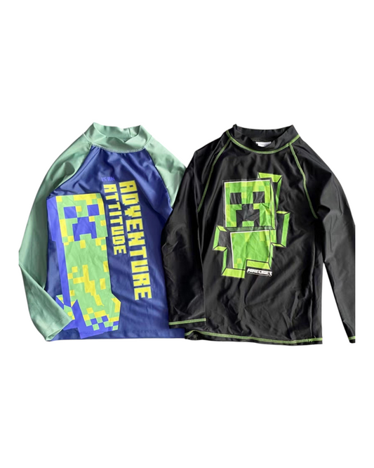 Minecraft Long-Sleeved Swim Top- Black Only
