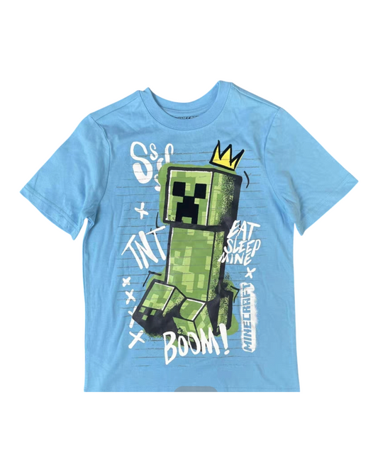 Blue Minecraft T-Shirt with Creeper Graphic