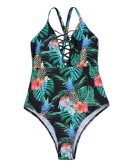 Lace-Up One-Piece Swimsuit