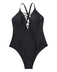 Lace-Up One-Piece Swimsuit