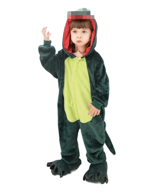 Dinosaur Patterned Hooded Kids Onesie