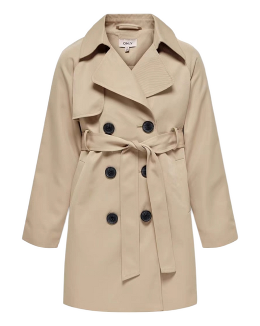 Beige Trench Coat with Belt