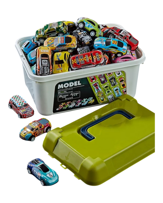 Alloy Inertia Thirty-Piece Car Set with Bucket