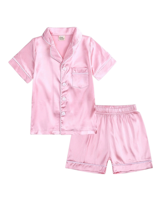 Girls' Silky Shirt and Shorts Pyjama Set