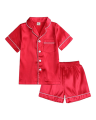 Girls' Silky Shirt and Shorts Pyjama Set