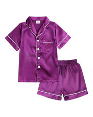 Girls' Silky Shirt and Shorts Pyjama Set