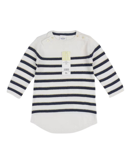 Black and White Striped Long-Sleeved Baby Jumper