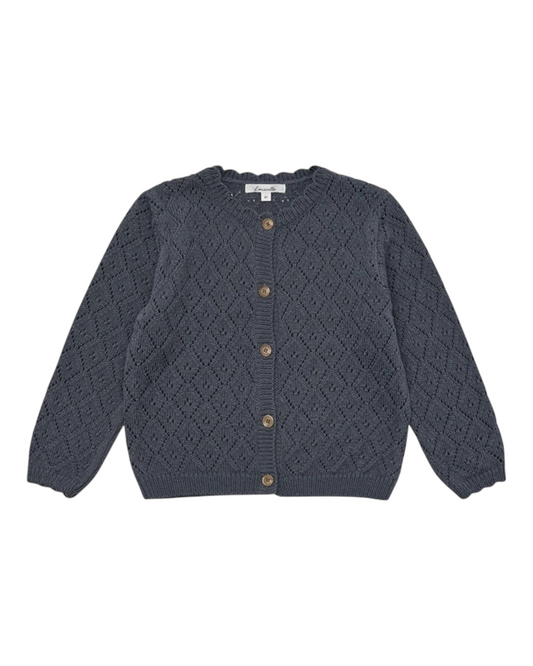 Button-Up Cardigan with Diamond Pattern