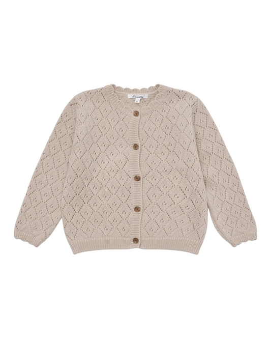 Button-Up Cardigan with Diamond Pattern