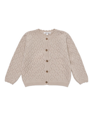 Button-Up Cardigan with Diamond Pattern