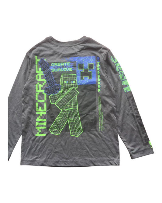 Long-Sleeved Double-Sided Grey Minecraft Top