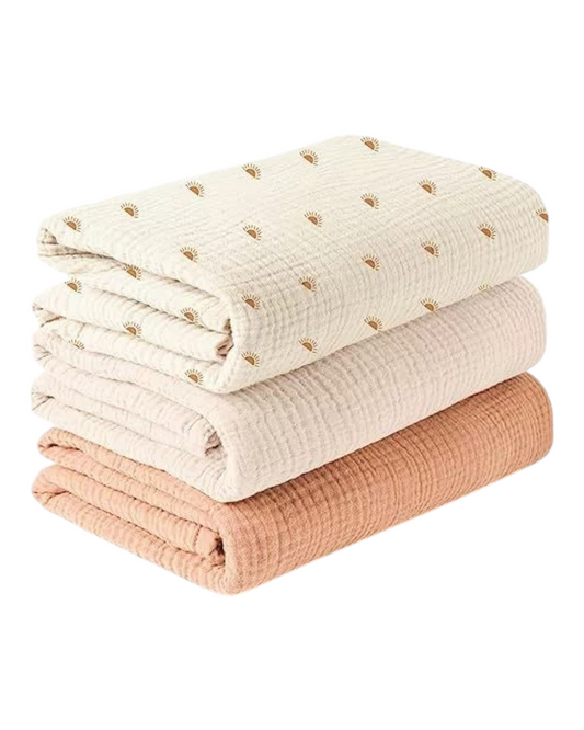 Set-Of-Three Swaddle Blankets of Different Colours