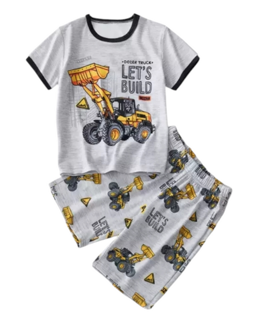 Construction Bulldozer Patterned Pyjama Set