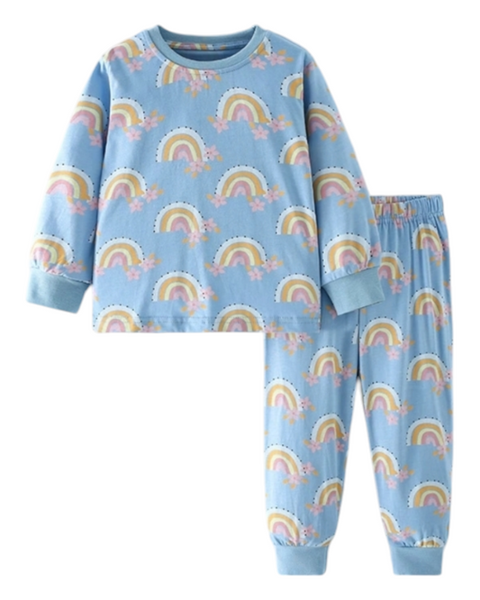 Girls' Pyjama Set with Rainbow Pattern