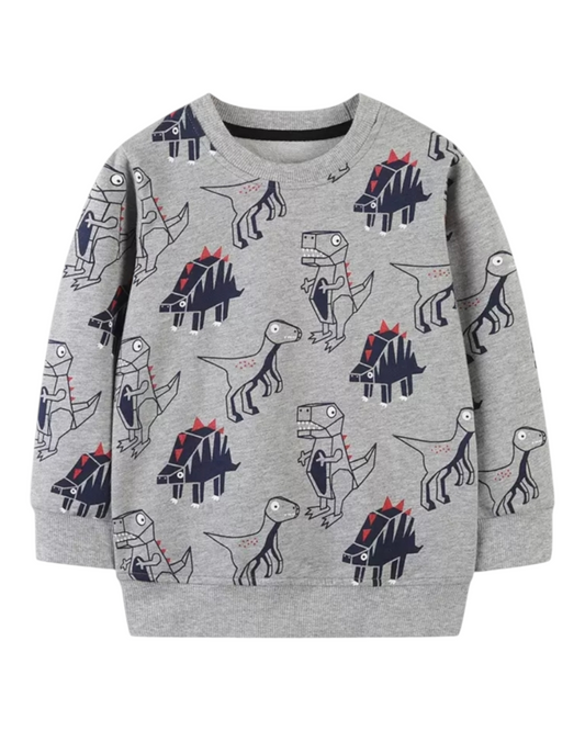 Grey Dinosaur Patterned Jumper