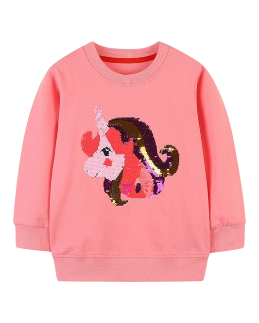 Pink Sequin Unicorn Jumper