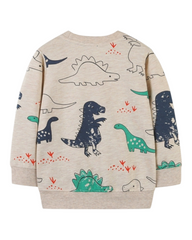 Beige Jumper with Dinosaur Pattern