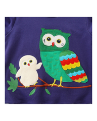 Girls' Purple Jumper with Owl Graphic