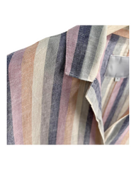 Striped Short-Sleeved Shirt with Front Tie